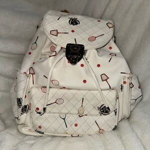 Elegant White Tennis Pattern Backpack